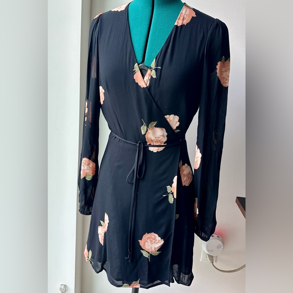 Reformation Rose Print Wrap Minidress